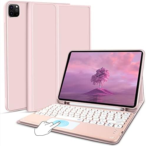 JKSML Case for iPad Pro 11 inch 4th\/3rd\/2nd\/1st Generation (2022\/2021\/2020\/2018) with Wireless Keyboard and Built-in Pencil Holder, [Auto Wake\/Sleep] Smart Slim Stand iPad Case (Light Pink)